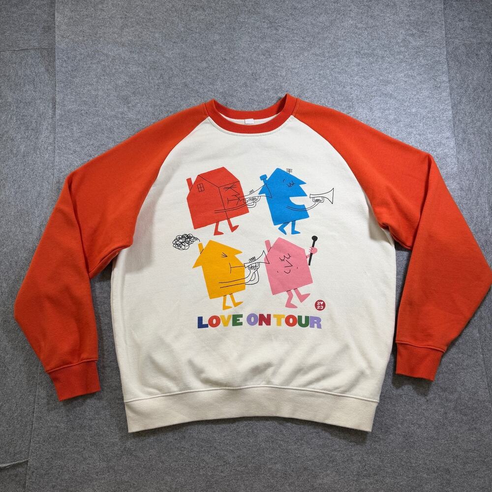 Harry Styles Love On Tour 2023 Sweatshirt Unisex L Cream Raglan Concert Tour